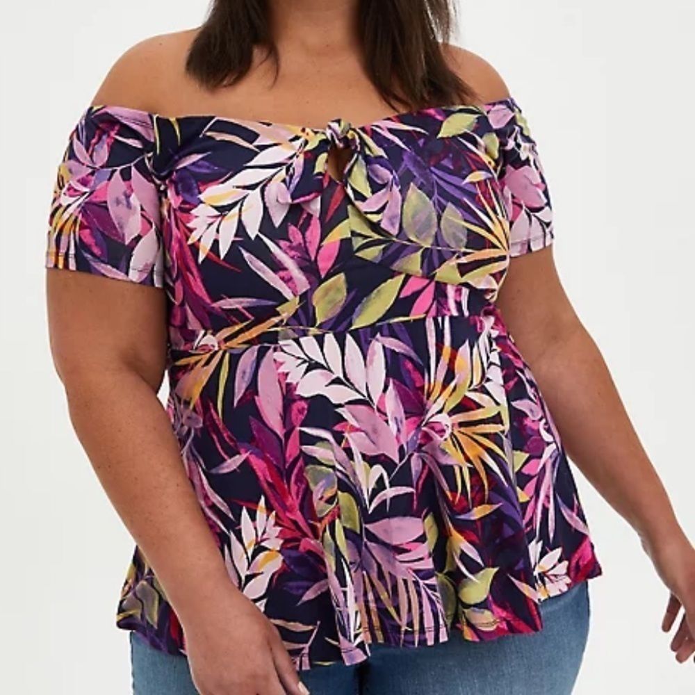 TORRID SUPER SOFT SMOCKED OFF SHOULDER TOP
